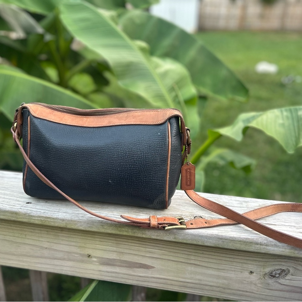 Coach Vintage 90s Crossbody Satchel Navy/Brown 7x10x4